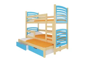Expedo Detská poschodová posteľ SORTA, 180x75, sosna/modrá