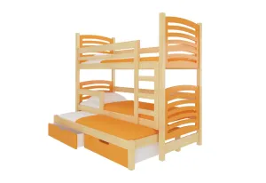 Expedo Detská poschodová posteľ SORTA, 180x75, sosna/oranžová