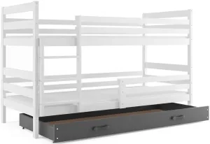 Expedo Poschodová posteľ RAFAL 2 + úložný priestor + matrac + rošt ZADARMO, 90x200 cm, biela, grafit