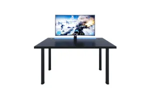 Expedo Počítačový herný stôl CODE X2 s LED, 135x73-76x65, čierna/čierne nohy