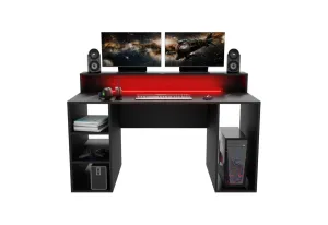Expedo Počitačový herný stôl LENI + LED, 150x74x70, čierna