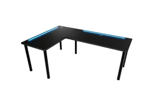 Expedo Počítačový rohový stôl LOOK N s LED, 160/110x73-76x50, čierna, ľavý