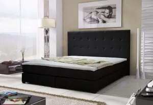 Expedo Čalúnená posteľ LOUS + matrac + rošt, 140x200 cm, čierna