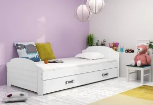 Expedo Detská posteľ DOUGY P2 + matrac + rošt ZADARMO, 90x200, biela+biela