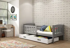 Expedo Detská posteľ FLORENT P1 + ÚP + matrac + rošt ZADARMO, 80x190 cm, grafit, biela