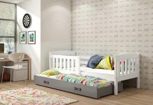 Expedo Detská posteľ FLORENT P2 + matrac + rošt ZADARMO, 90x200 cm, biela, grafitová