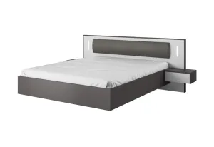 Expedo Manželská posteľ SELGA, 160x200, biela matná/sivý grafit