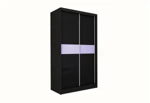 Expedo Skriňa s posuvnými dverami ALEXA, čierna/biele sklo, 150x216x61
