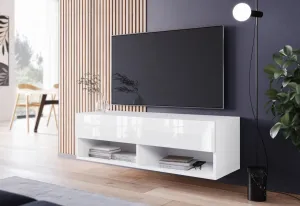 Expedo TV stolík MENDES A 100, 100x30x32, biela/biela lesk, bez LED osvetlenia
