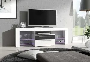 Expedo TV stolík STANLEY Plus, biela/čierny lesk