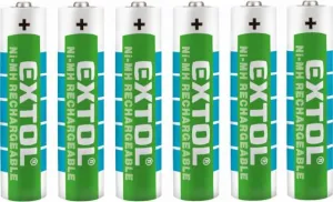 EXTOL ENERGY Batéria nabíjateľná AAA, 1000mAh, NiMh, 4+2ks