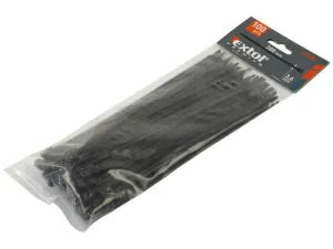 EXTOL PREMIUM Pásky sťahovacie čierne, 4,8x400mm, 100ks, 22kg 8856166