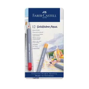 Akvarelové Pastelky Faber-Castell Goldfaber Aqua plechová krabička 12 ks