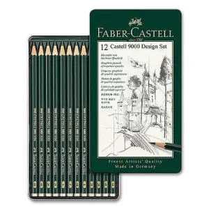 Faber-Castell Castell 9000 Design v plechovej krabičke, šesťhranná – sada 12 ks