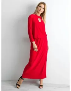 Dámske maxi šaty s výrezom DONY červené