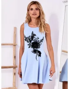 Dámske šaty s kvetinovou aplikáciou INDI modré