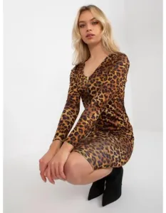 Dámske šaty s leopardím vzorom a zipsom CARESS svetlo hnedé