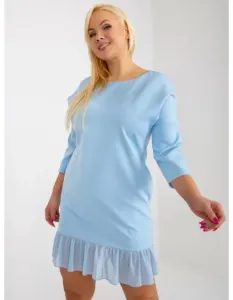 Dámske šaty s volánikom mini plus size OTIKA svetlo modré