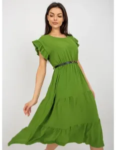 Dámske šaty s volánom a krátkymi rukávmi IRENA svetlo zelené