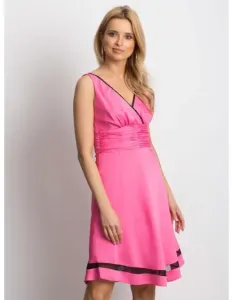 Dámske šaty s výstrihom do V a sieťovaným lemom LYDSEA pink