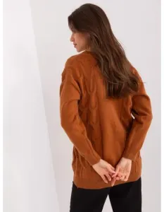 Dámsky sveter bez gombíkov s vreckami XITA svetlohnedý