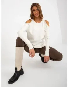 Dámsky sveter s odhalenými ramenami a retiazkami LINA ecru