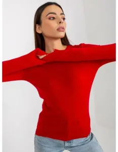 Dámsky sveter s okrúhlym výstrihom BELA červený