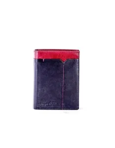 Čierna bordová pánska peňaženka s ozdobným lemovaním