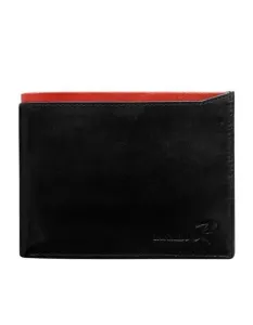 Čierna horizontálna otvorená peňaženka s červenou vložkou pre mužov