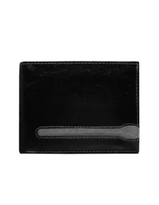 Čierna horizontálna pánska kožená peňaženka #1830276