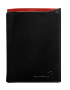 Čierna kožená pánska peňaženka s červeným modulom