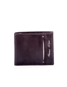 Čierna kožená pánska peňaženka s rozparkom a nápisom