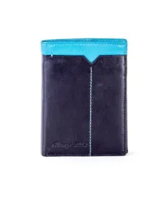 Čierna kožená peňaženka s modrou vložkou #1830003