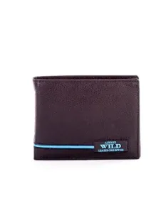 Čierna kožená peňaženka s modrými vložkami