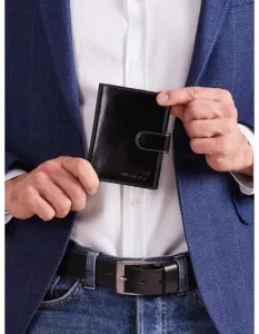 Čierna pánska kožená peňaženka s prackou