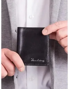 Čierna vertikálna elegantná kožená peňaženka