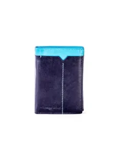 Čierno-modrá pánska kožená peňaženka