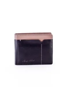 Pánska čierna kožená peňaženka s béžovou vložkou
