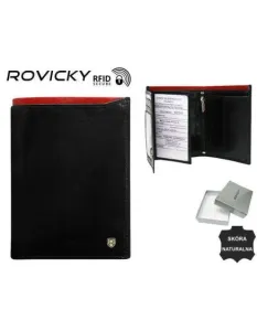 Pánska kožená peňaženka N4-RVT-6870 čierna a červená