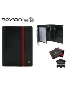 Pánska kožená peňaženka N575-RVTP-3074 čierno-červená