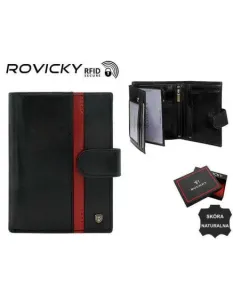 Pánska kožená peňaženka N575L-RVTP-3081 Black-Red
