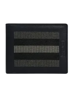 Tmavomodrá kožená peňaženka so sivým prešívaním