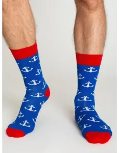 Tmavomodré pánske vzorované ponožky