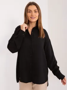 Dámska oversize bavlnená košeľa v čiernej farbe - L/XL