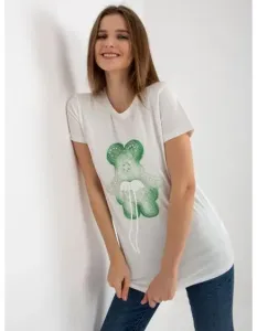 Dámske tričko s 3D aplikáciou RUPERTA ecru-zelené