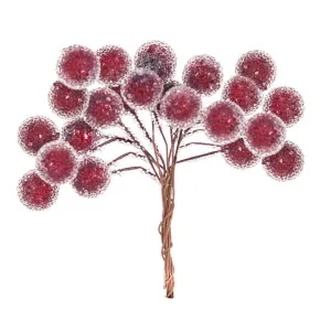 3D ozdobné vetvičky červených bobúľ (vianočná dekorácia)