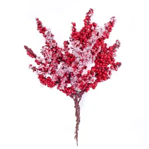 3D ozdobné vetvičky malých červených bobúľ (vianočná dekorácia)