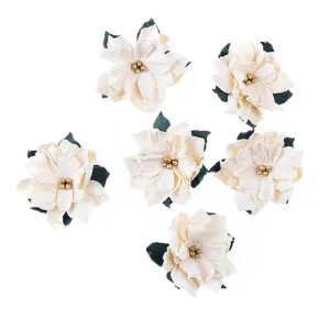 3D papierové kvety | Vianočná ruža biela 6 ks (vianočná dekorácia)