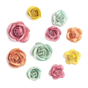 3D papierové ruže Boho / 10 dielna sada (Papierové kvety na dekorovanie)