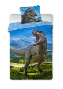 Bavlnené obojstranné posteľné obliečky s dinosaurom 2 časti: 1ks 160 cmx200 + 1ks 70 cmx80 #1578982